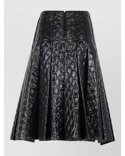 Moncler Black Quilted Checked Midi A-Line Skirt