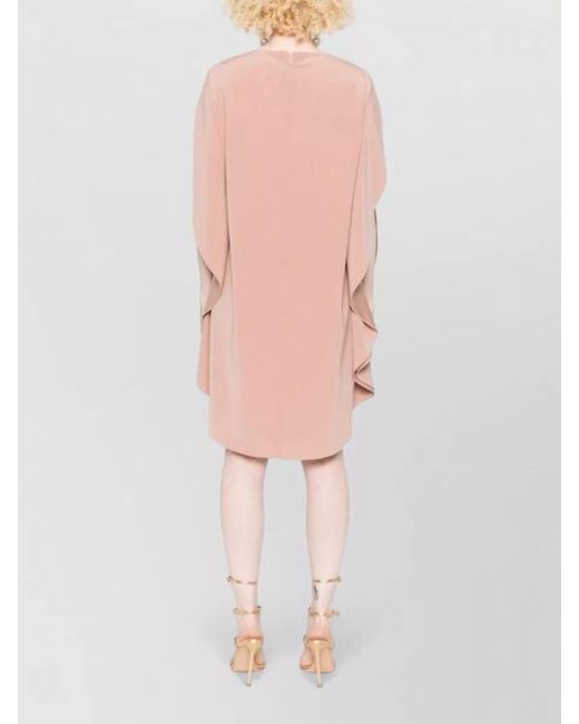 Gianluca Capannolo Pink Neutral Dress Crew Neck Draped Sleeves
