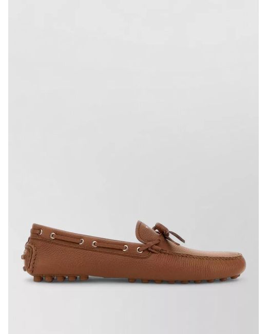 Prada Brown Leather Loafers Bow Detail Metal Eyelets for men