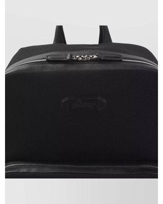 Brioni Black Zip Backpack Adjustable Straps Top Handle for men