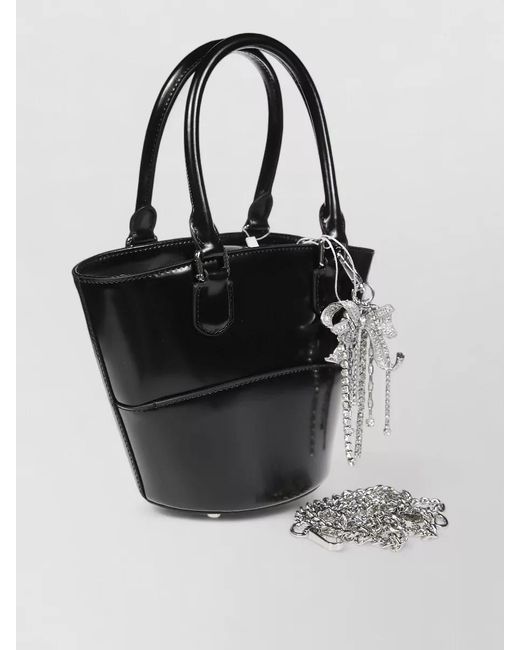 Self-Portrait Black Tote Bag Decorative Charm Detachable Strap