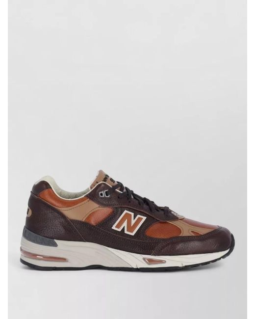 New Balance Brown Low Top Sneakers Contrast Panels Rubber Outsole