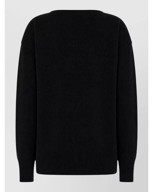 Alberta Ferretti Black Long Sleeve Crew Neck Knit Top Buttons