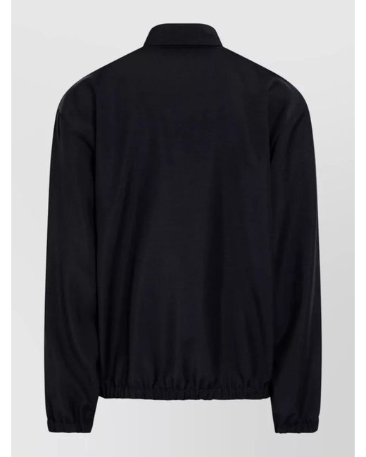 Prada Black Jacket Long Sleeves Point Collar Elasticated Hem for men