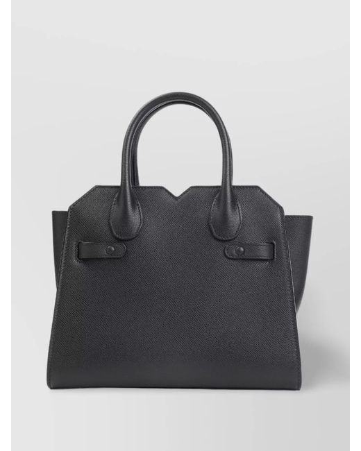 Valextra Black Mini Calf Leather Shoulder Bag