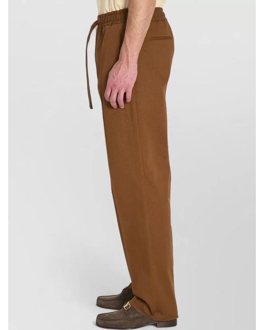 Valentino Garavani Brown Cotton Mid-Rise Straight-Leg Trousers for men