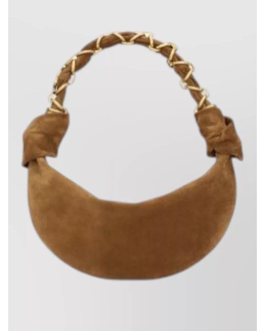 Saint Laurent White Suede Purse Braided Handle Tone Hardware