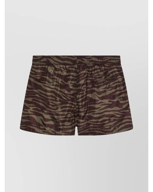 The Attico Brown Zebra-Print Knee-Length Shorts