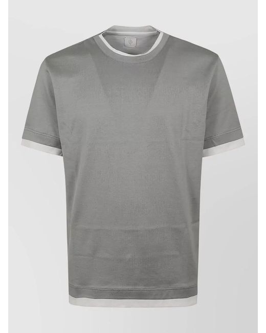 Eleventy Gray Crew Neck Short Sleeve T Shirt Contrast Trim for men
