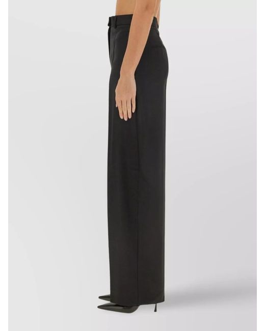 Sportmax Black Virgin Wool Wide-Leg Trousers