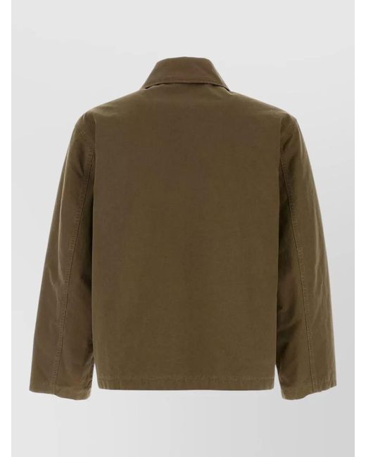 The Row Green Canvas Rafi Jacket Collared Long Sleeves for men