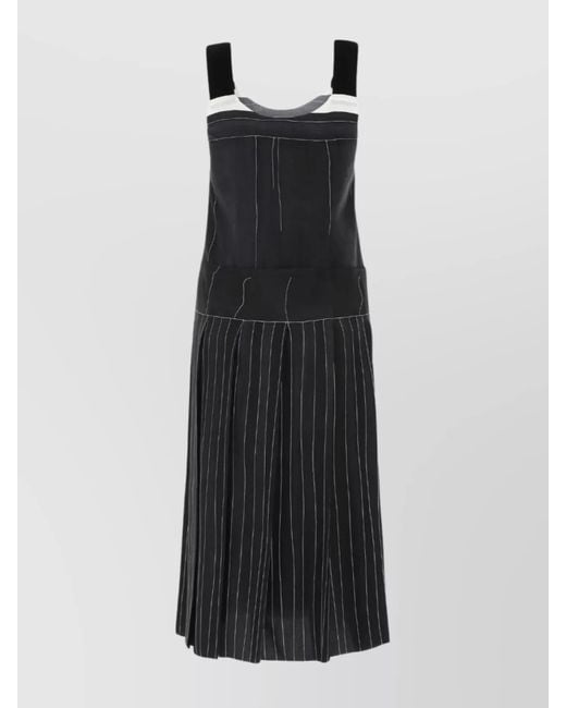 Prada Black Printed Silk Midi Dress