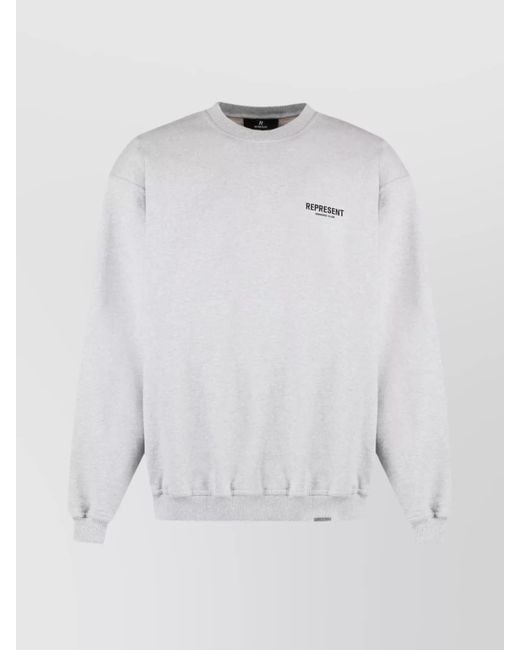 Represent White Cotton Regular-Fit Crew-Neck Sweatshirt for men