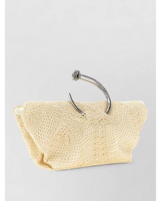 Magda Butrym Natural Rose Crochet Clutch Bag
