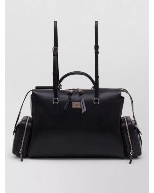Dolce & Gabbana Black Shoulder Bag Leather Detachable Strap Top Handle