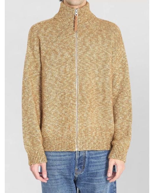 Loewe Natural Zip Front Knitted Cotton Blend Cardigan for men