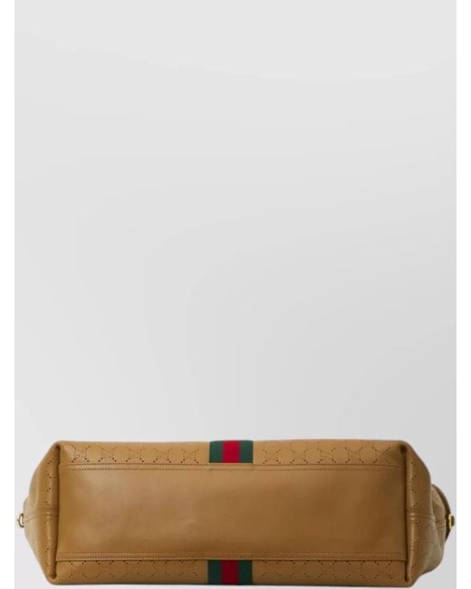 Gucci Brown Giglio Large Leather Tote Bag