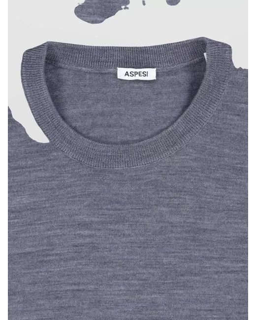 Aspesi Blue Regular Fit Long Sleeve Crew Neck Top