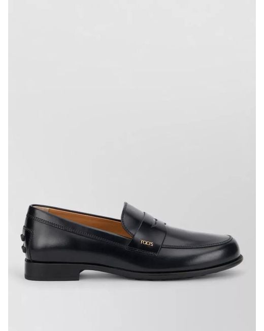 Tod's Black Smooth Leather Moccasin Style Oxford Shoes
