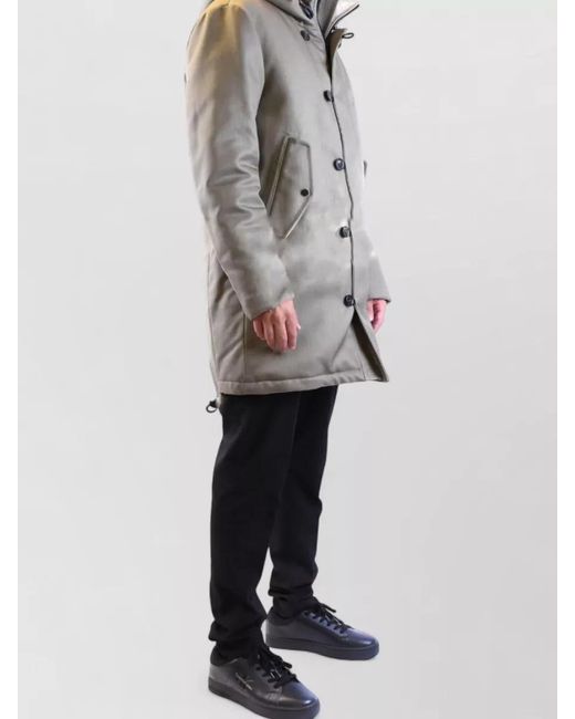 Peuterey Gray Hooded Jacket Drawstring Hem Side Pockets for men