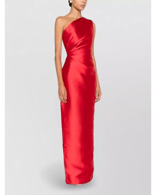 Solace London Red Kira One Shoulder Satin Maxi Dress