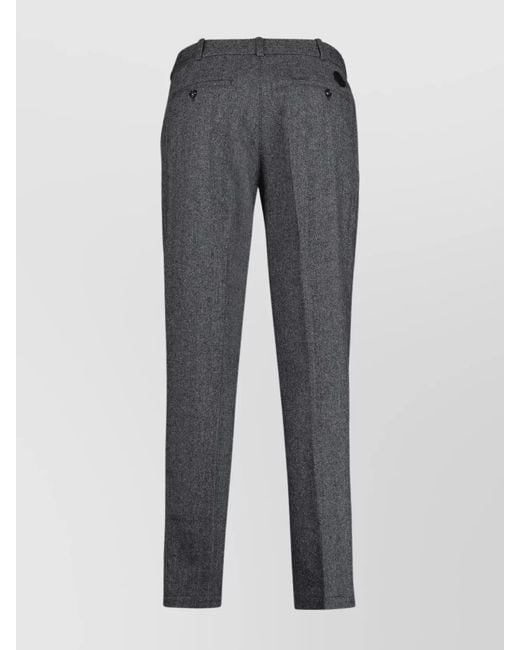 Moncler Gray Tweed Wool Blend Trousers With Creased Design for men