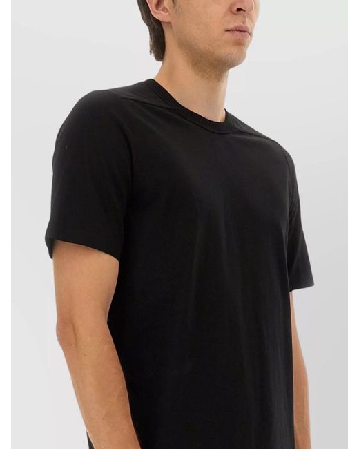 Rick Owens Black Cotton Ribbed Crew Neck Short Sleeve T-Shirt for men