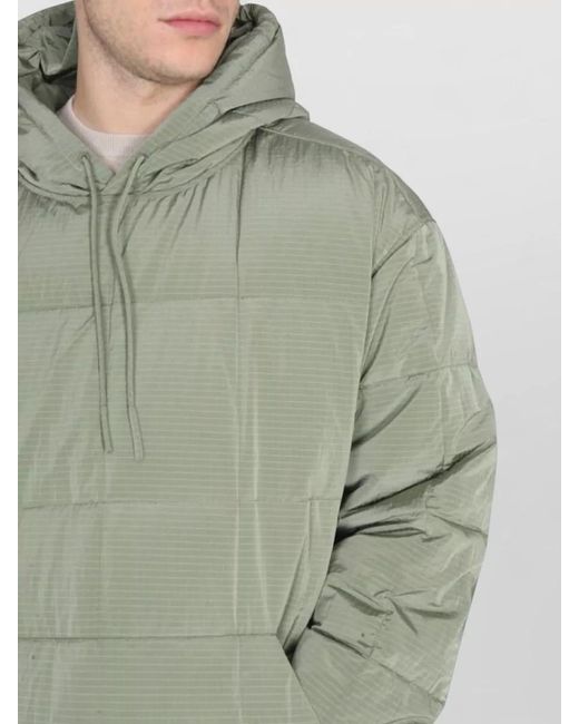 Ienki Ienki Green Hooded Anorak Jacket Quilted Front Pockets for men