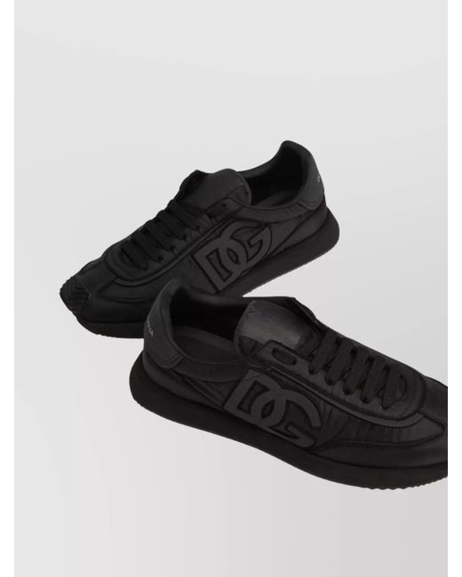 Dolce & Gabbana Black Low Top Round Toe Rubber Sole Sneakers for men