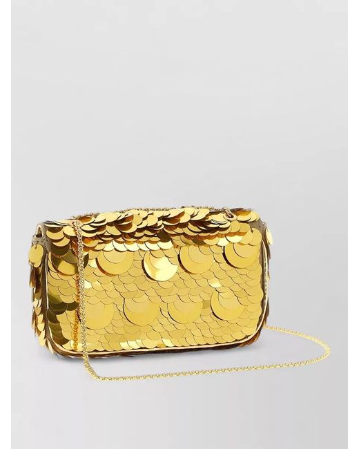 Rabanne White Sparkle Mini Sequin Clutch Bag