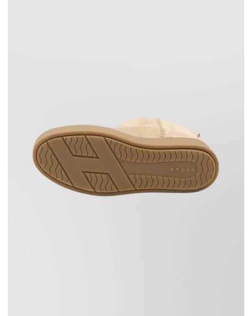 Hogan Natural Shearling Round Toe Ankle Boots