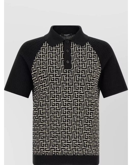 Balmain Black Pb Monogram Polo Shirt Regular Fit for men