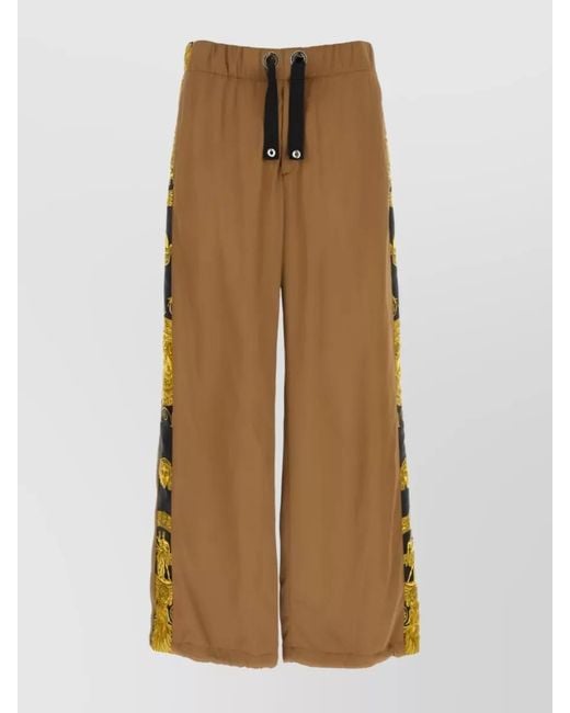 Versace Natural Barocco Cotton Wide-Leg Trousers for men