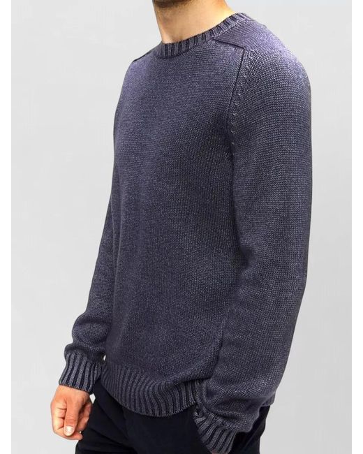 Dondup Blue Knit Sweater Long Sleeves Ribbed Cuffs Hem Neckline for men