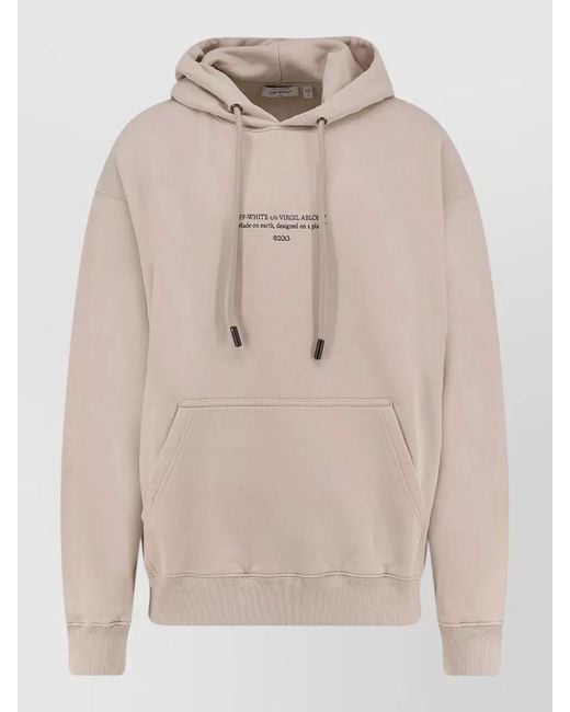 Off-White c/o Virgil Abloh Natural Cotton Hooded Sweatshirt Logo Front Print for men