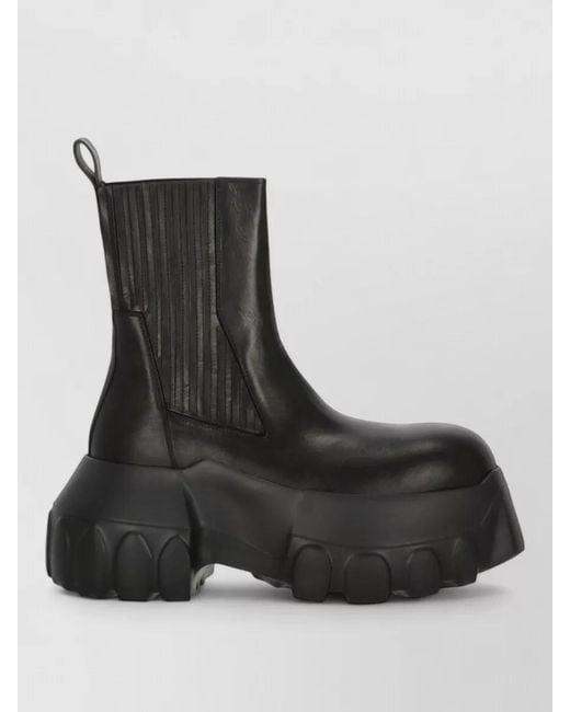 Rick Owens Black Leather Ankle Boots Chunky Sole Platform for men
