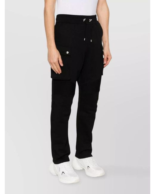 Balmain Black Cotton Straight-Leg Track Pants for men