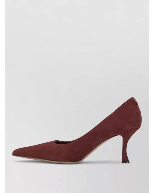 Ferragamo Red Elydea 70Mm Pumps Pointed Toe Suede