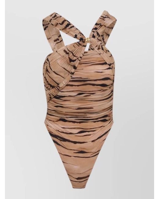Elisabetta Franchi Multicolor Tiger Print One Piece Swimsuit Body