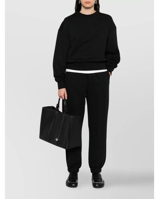 Calvin Klein Black Logo-Embroidered Cotton Crewneck Sweatshirt