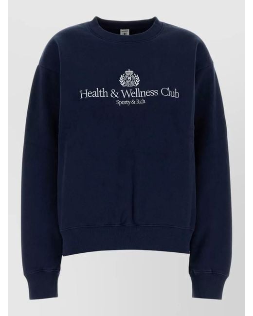Sporty & Rich Blue Cotton Crew Neck Sweatshirt Long Sleeves