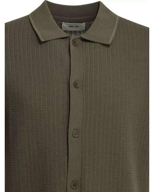 NN07 Green Nalo Polo Shirt Buttons Ribbed Hem for men