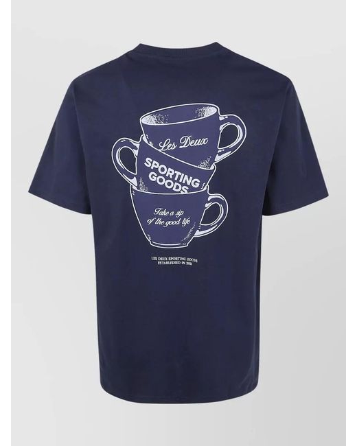 Les Deux Blue Ben Artist Graphic Crew Neck T Shirt for men