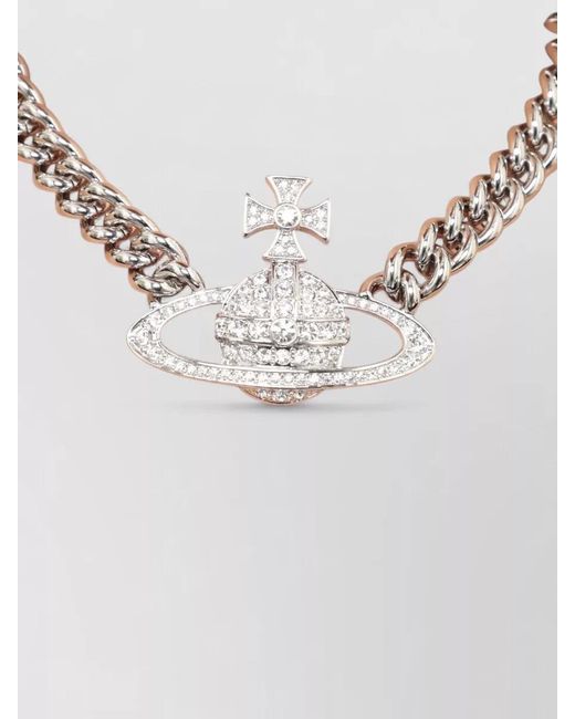 Vivienne Westwood Metallic Crystal-Embellished Chain Necklace