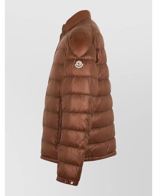 Moncler Brown Short Padded Jacket High Collar Lyco for men