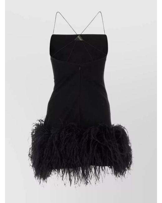 The Attico Black Feather Trim Mini Dress