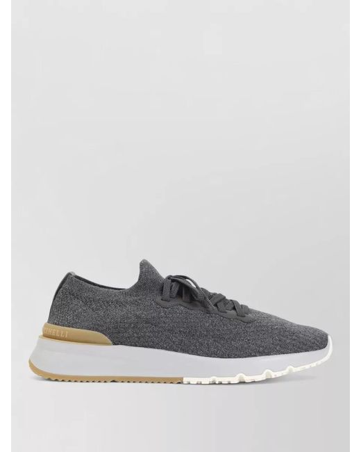 Brunello Cucinelli Gray Lace Up Sneakers Round Toe Design for men