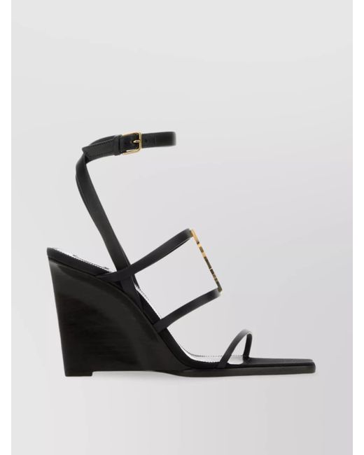 Saint Laurent Multicolor Cassandre Leather Wedges Open Toe