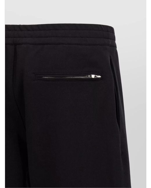 McQueen Black Cotton Logo-Print Bermuda Shorts for men