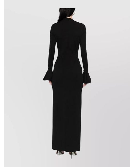 Solace London Black Hutton Maxi Dress Deep V Neckline